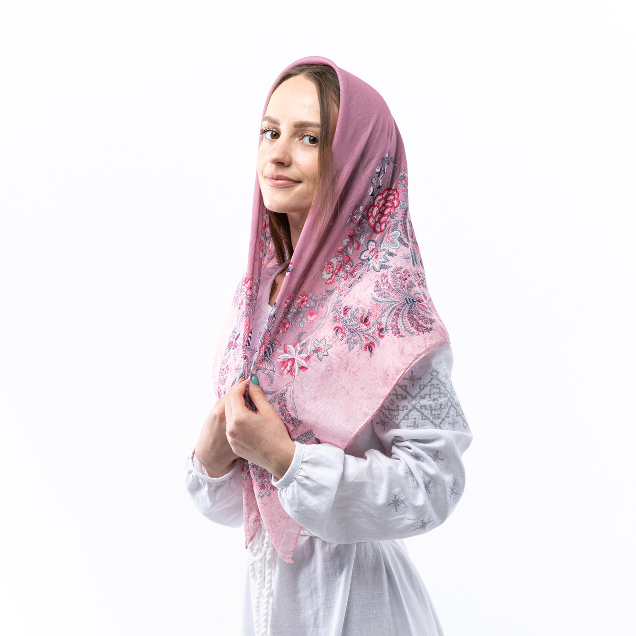 Тонка шифонова хустка 90х90 см Бузкова