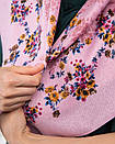 Кашемірова хустка з квітковим принтом 90х90см Блідо-рожева, фото 2