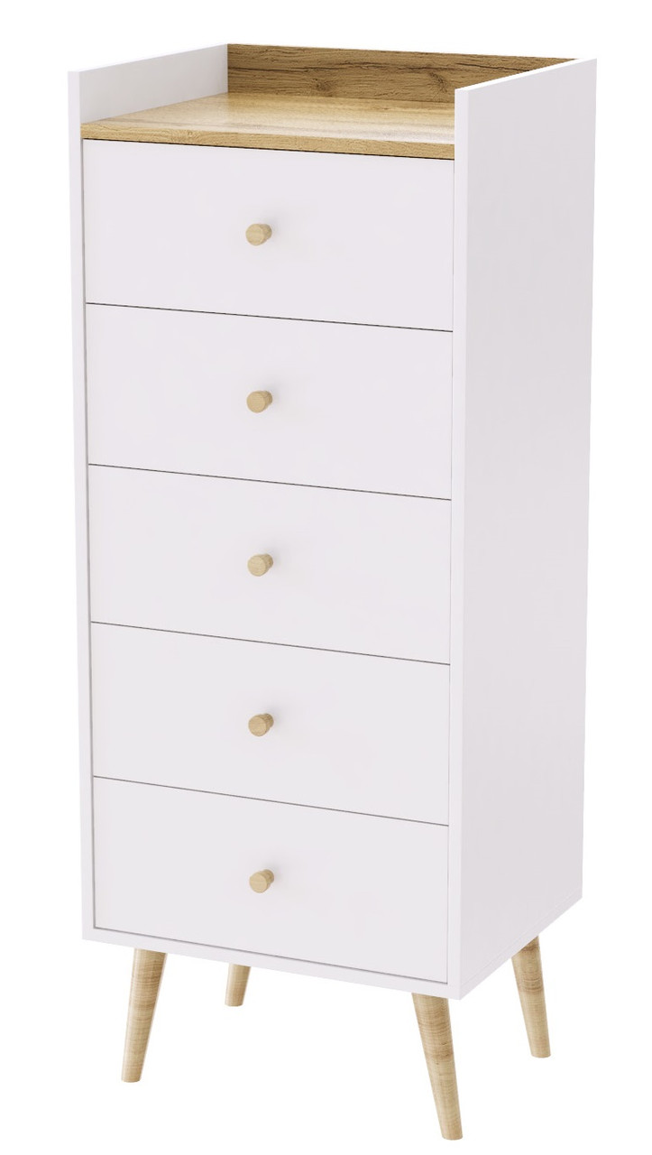 Комод 5 скандинавський Asgard білий/дуб крафт золотий ТМ ARTinHEAD