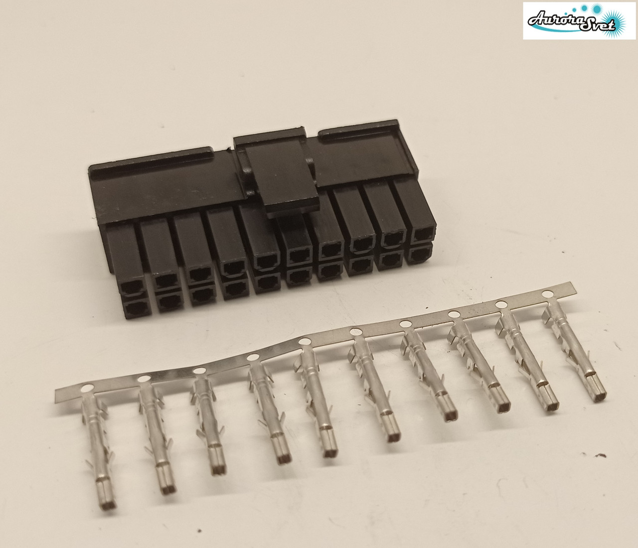 Роз'єм Molex 20 контактний мама + контакти, для живлення відеокарти під обтискання.Конектор PCI-E 4.2 mm 2x10Pin