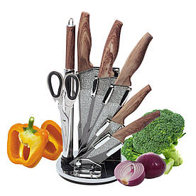 Набір кухонних ножів Kamille і ножиці на акриловій підставці 8 предметів KM-5139