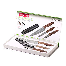 Набір кухонних ножів Kamille на магнітній смужці 4 предмета KM-5148