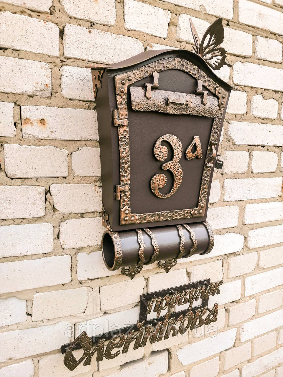 Комплект "Бабочка", с адресной надписью и почтовый ящик с трубой для газет - фото 4 - id-p29696609