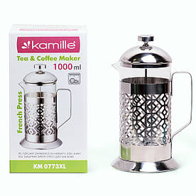 Заварник френчпресс Kamille 1000мл для чаю і кави KM-0773XL