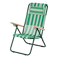 Крісло-шезлонг складне для пікніка та риболовлі Vitan (Вітан) Ясен d20 мм текстильний біло-зелений (7133)