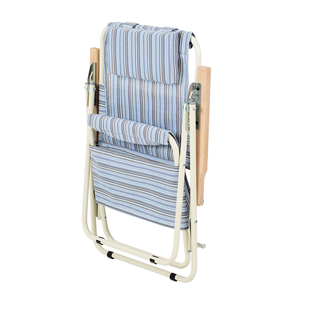 Крісло-шезлонг складне для пікніка та риболовлі Vitan (Вітан) Ясен d20 мм текстильний блакитна смужка (2110020)