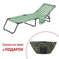 Раскладушка (раскладная кровать) туристическая Vitan (Витан) Диагональ d22 мм (текстилен зелено-белая полоса)