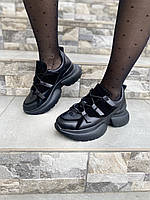 Кроссовки женские VANESSA черные кожа+замша весна-осень размер 36 (4401)