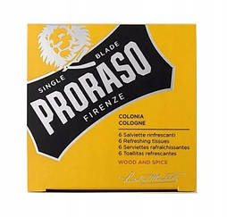 Серветки для обличчя та бороди Proraso Wood & Spice Refreshing Tissues 6 шт (15455Gu)