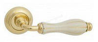 Дверная ручка на розетке Fimet 148-231C Lady F02 Латунь матовая / Белый фарфор