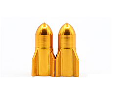 Ковпачки Ракета на ніпель авто вело мото, шредер (schrader) 2 шт. у золотому кольорі