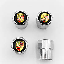 Захисні ковпачки на ніпеля PORSCHE (Порше) 4 шт Хром, фото 4