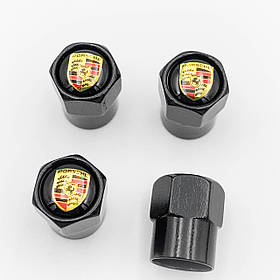 Захисні ковпачки на ніпеля PORSCHE (Порше) 4 шт Чорні