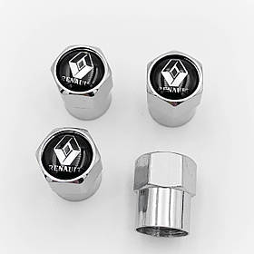 Захисні ковпачки на ніпеля RENAULT (Рено) 4 шт. Лого + Напис Сріблястий