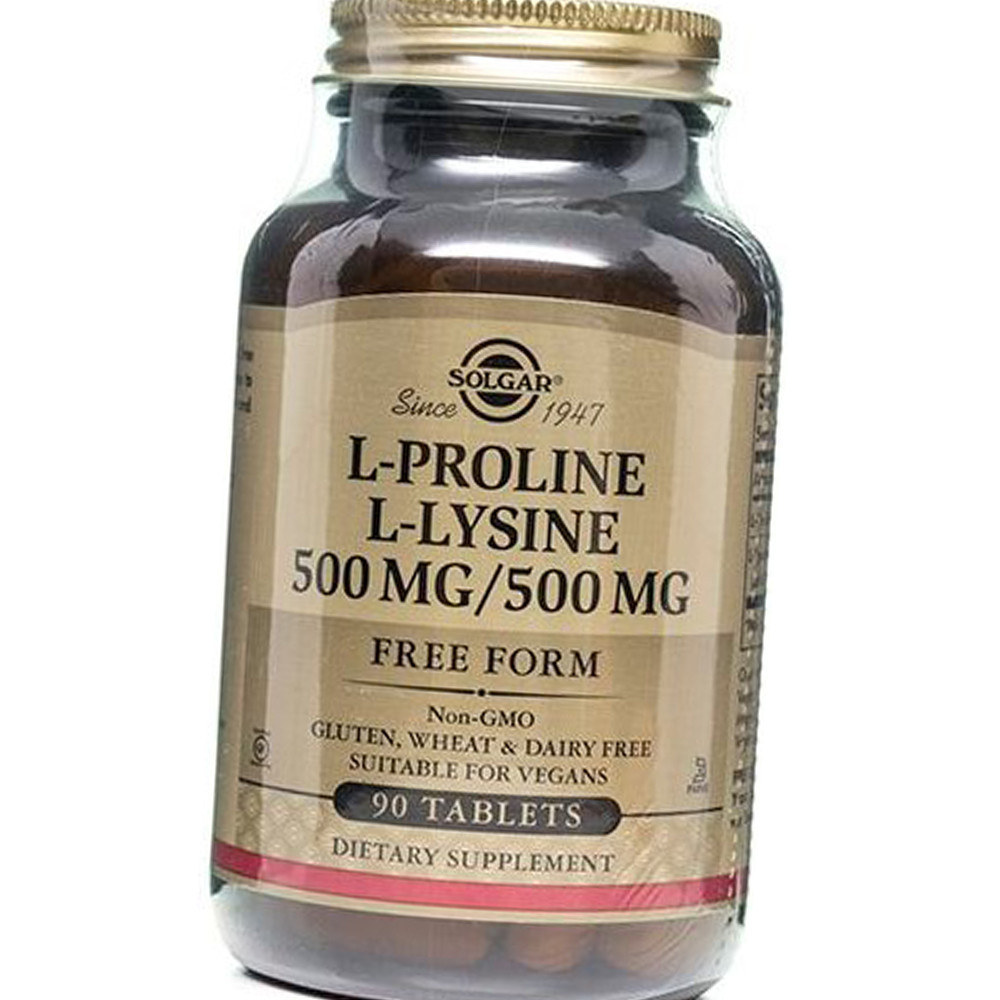 Пролін Лізин Солгар Solgar L-Proline L-Lysine 500 mg/500 mg 90 таб