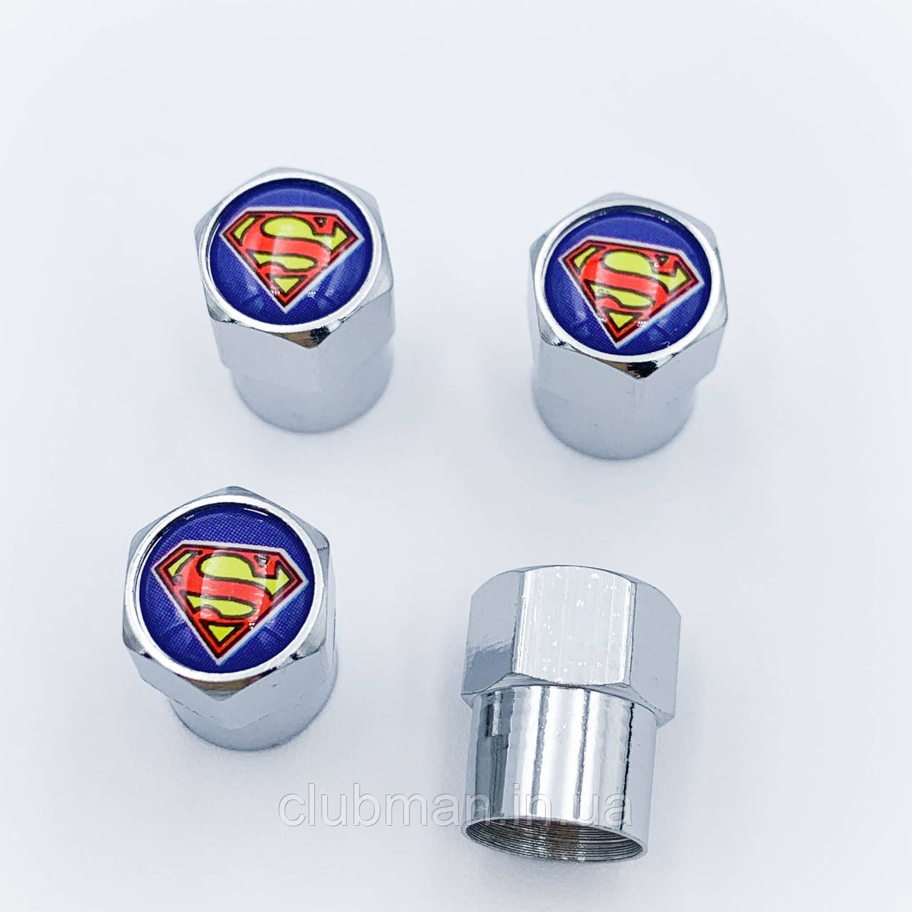 Захисні ковпачки на ніпеля SUPERMAN (Супермен) 4 шт Хром