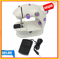 Портативная швейная машинка 4 в 1 Mini Sewing с педалью Machine FHSM-202, Бытовые швейные машины