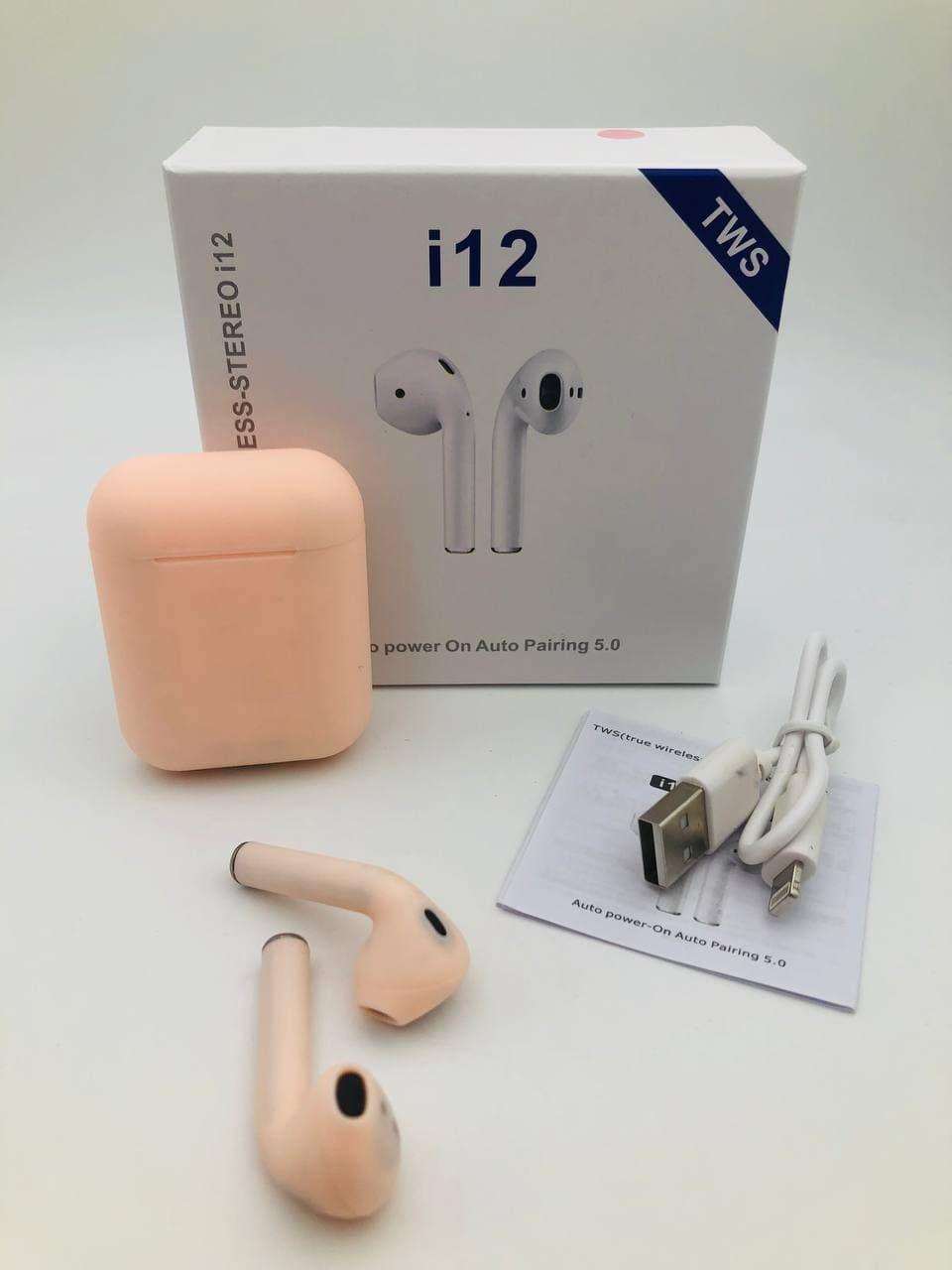 Купить Наушники беспроводные TWS i12, розовые, цена 150 грн — Prom.ua ...