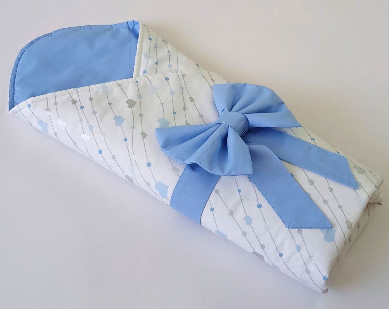 Літній конверт на виписку Сердечка блакитний