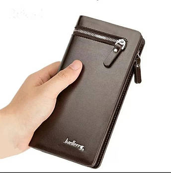 Шкіряне чоловіче портмоне клатч Baellerry Italia / Шкіряний чоловічий гаманець (19,5 х 10 х 3 см) Коричневий