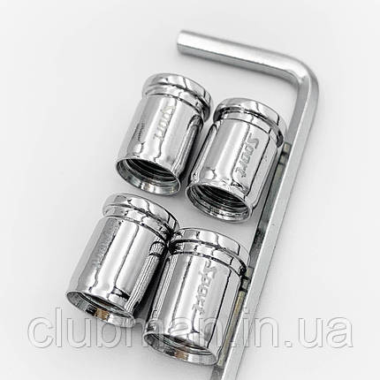 Захисні ковпачки на ніпеля Sport 4 шт з ключем Хром, фото 1