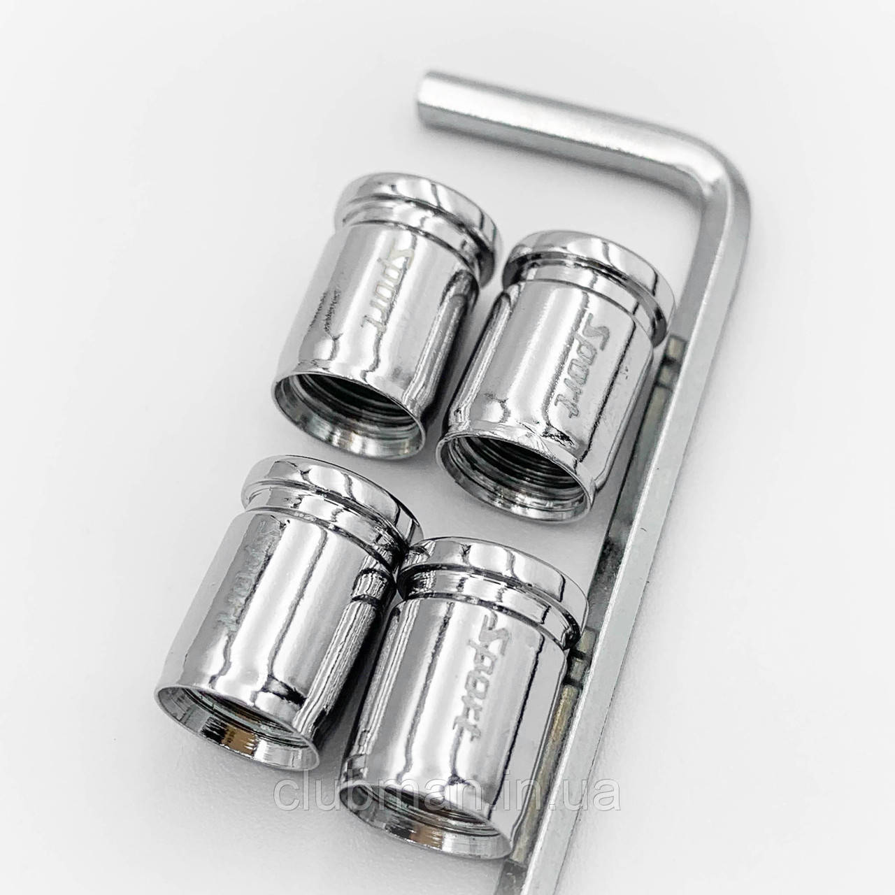 Захисні ковпачки на ніпеля Sport 4 шт з ключем Хром