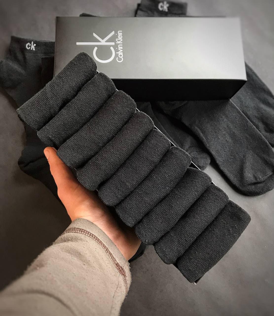 Набір коротких чоловічих шкарпеток Calvin Klein 9 пар чорних в подарунковій упаковці!