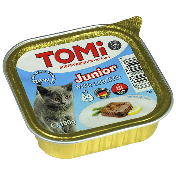 TOMi junior ТОМИ ДЛЯ КОТЯТ супер преміум корм для кошенят з куркою, паштет