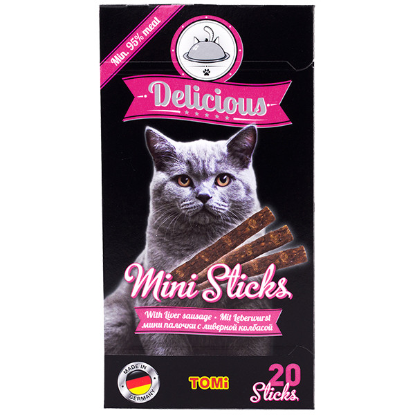 TOMi Delicious Mini Sticks Liver Sausage ТОМИ ДІЛІШЕС ліверної ковбаси ласощі для котів