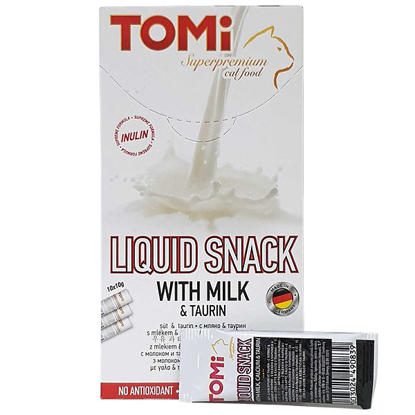 TOMi Liquid Snack Milk & Taurin ТОМИ МОЛОКО З таурин рідке ласощі для котів