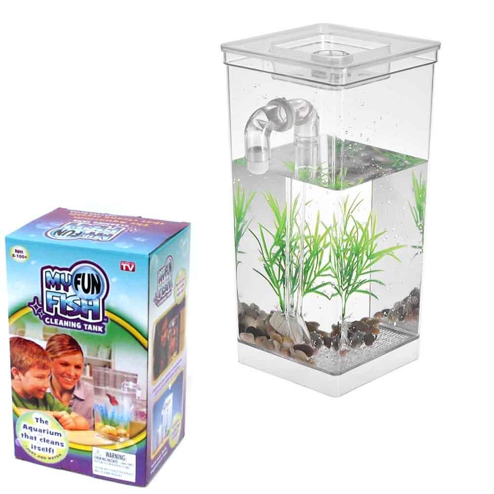 Акваріум міні з системою самоочищення з LED підсвічуванням 2 л My Fun Fish акваріумний набір, фото 1