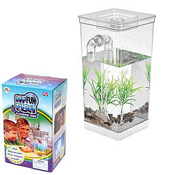 Акваріум міні з системою самоочищення з LED підсвічуванням 2 л My Fun Fish акваріумний набір