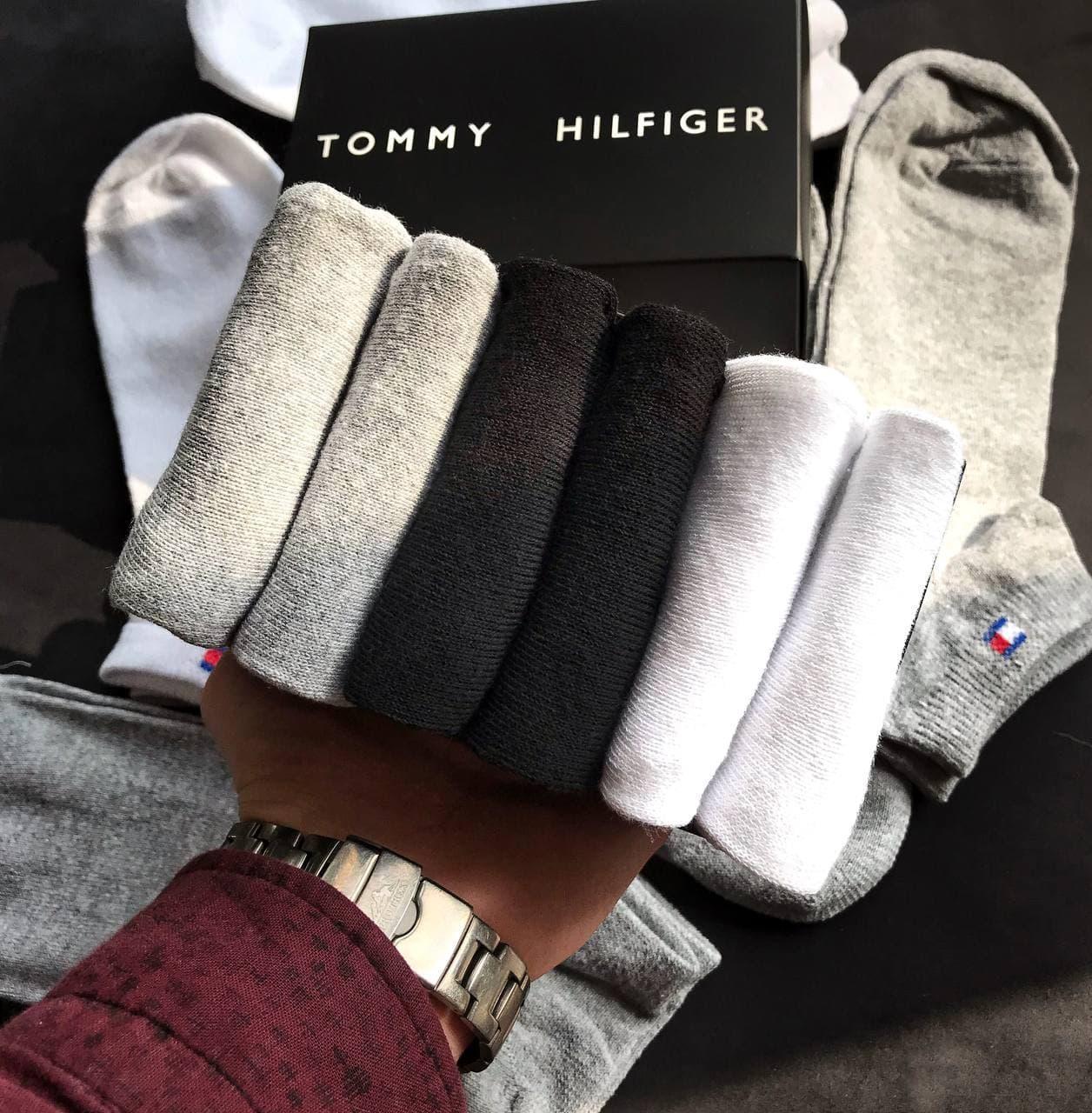 Набір коротких чоловічих шкарпеток TOMMY HILFIGER 6 пар в подарунковій упаковці! Репліка!