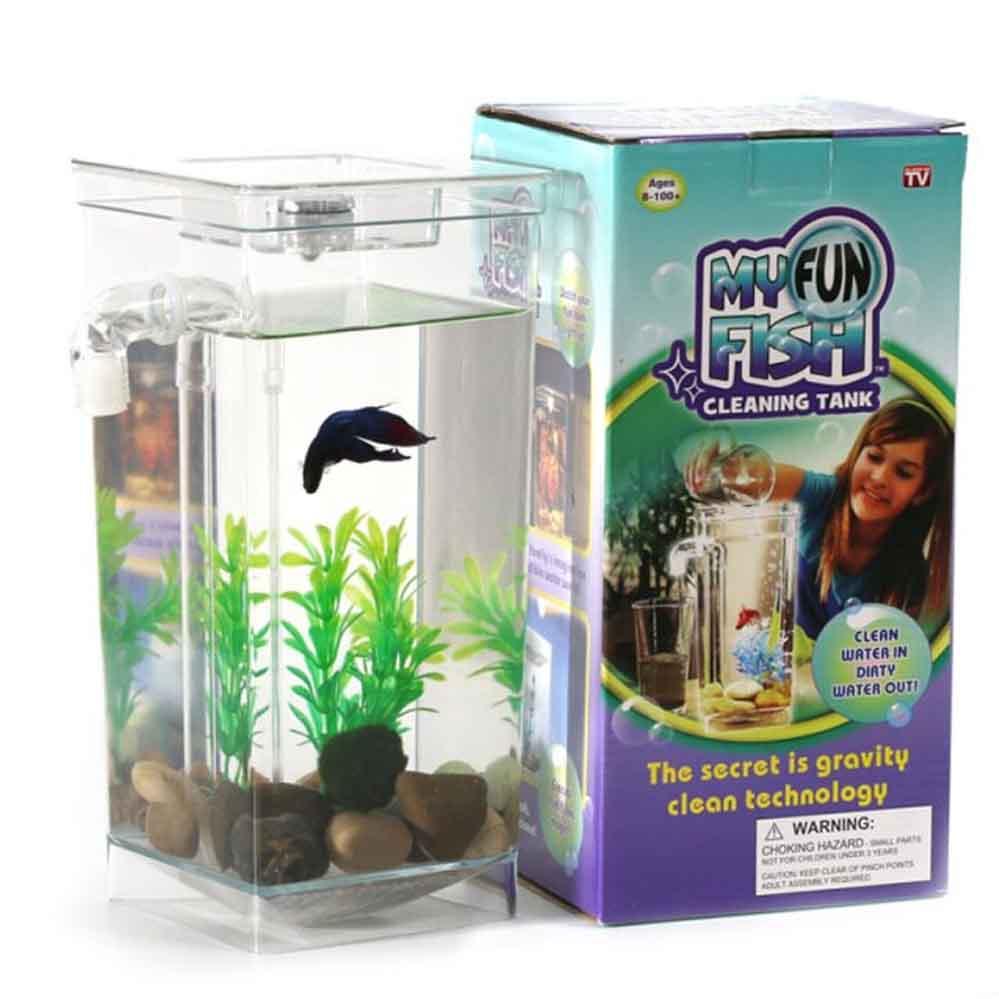 Акваріум міні з системою самоочищення з LED підсвічуванням 2 л My Fun Fish набір акваріумний