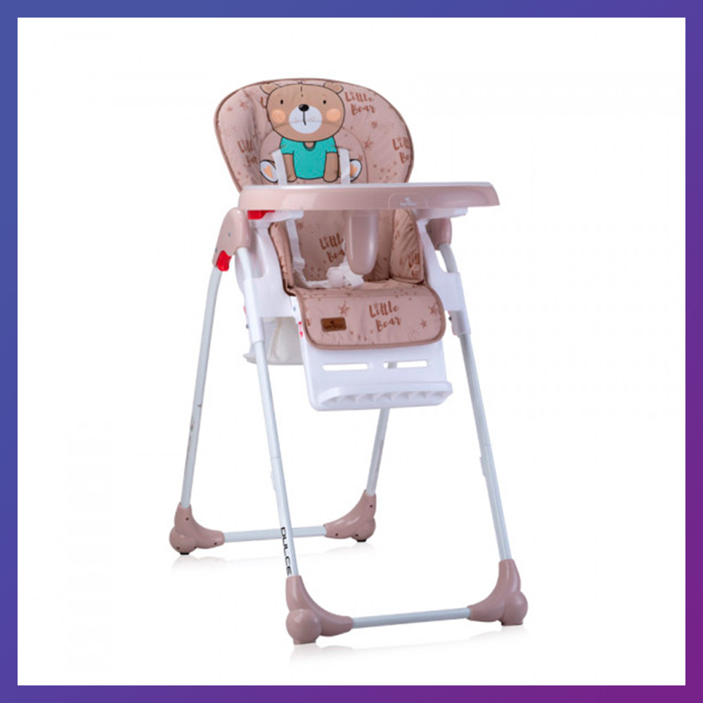 Дитячий стільчик для годування з регульованою спинкою Lorelli DULCE Beige bear бежевий, фото 1