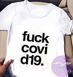 Жіноча футболка з прикольним принтом F*ck off covid, фото 3