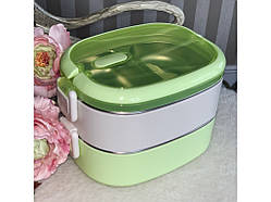 💜Ланч-бокс для їжі двоярусний з поділами 1250 мл, зручний, красивий, великий