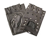 Оригинальные водительские кожаные перчатки с заклёпками без пальцев на липучке 2XL