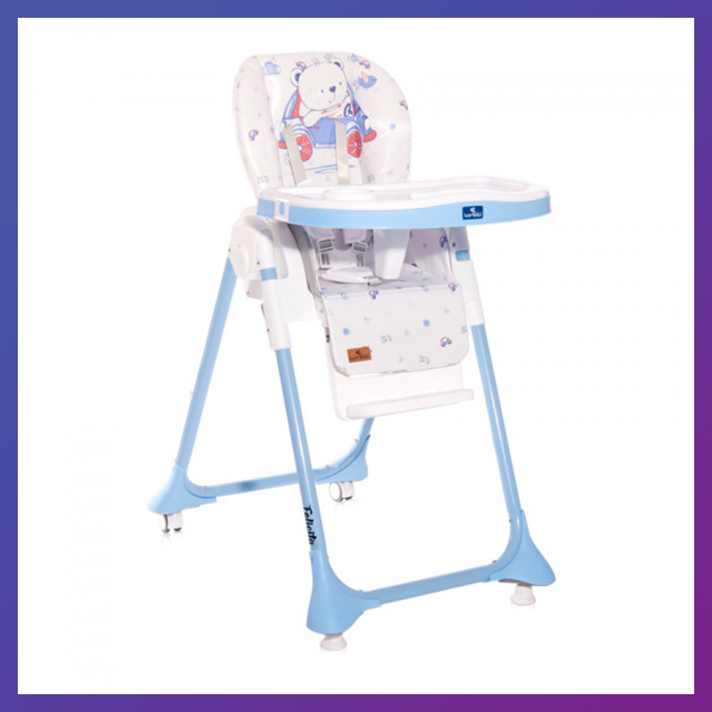 Дитячий стільчик для годування з регульованою спинкою Lorelli FELICITA Blue bear блакитний, фото 1