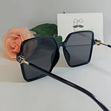 Новинка! Жіночі сонцезахисні квадратні великі чорні окуляри Fendi, фото 6