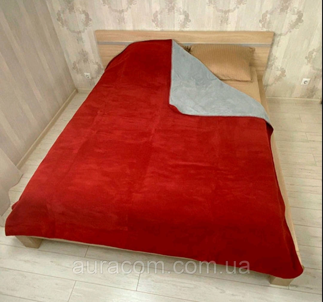 Бордовий із сірим, двосторонній плед Belizza, bordo-gri, Туреччина, фото 1