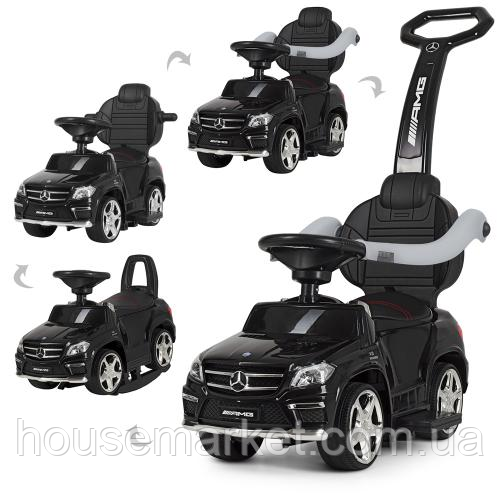 Дитяча каталка-толокар M 3186L-2, народить.ручка MP3 і світло від акум6V4,5AH, кігд.сидіння, чорний