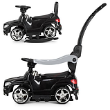 Дитяча каталка-толокар M 3186L-2, народить.ручка MP3 і світло від акум6V4,5AH, кігд.сидіння, чорний, фото 6