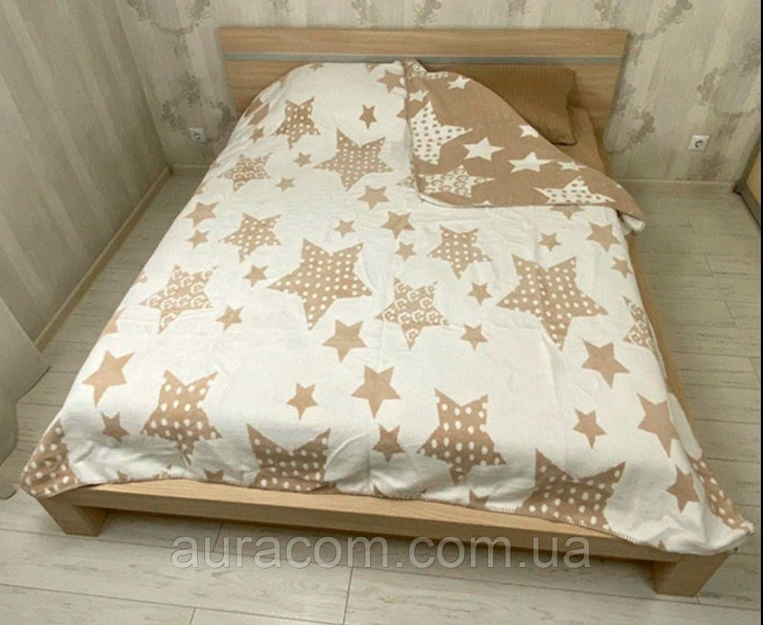 Бежевий із білим плед із зірками, Belizza, Yildiz bej, Туреччина, фото 1