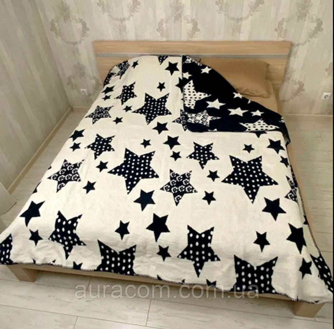 Чорний із білим плед у зірочку, Belizza Yildiz lacivert, Туреччина, фото 1