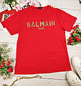 Червона жіноча футболка Balmain (Балман), фото 2