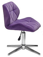 Стілець Set Modern Base пурпуровий В-1013 (фіолетовий) велюр на хромованій хрестовині зі стопками, фото 2