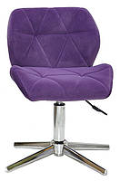 Стілець Set Modern Base пурпуровий В-1013 (фіолетовий) велюр на хромованій хрестовині зі стопками, фото 3