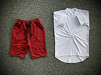 Комплект чоловічий Футболка + Шорти Oversize червоний-сірий | Спортивний костюм чоловічий літній оверсайз, фото 8