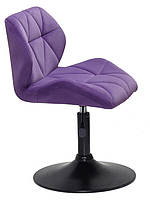 Стілець Set BK — Base велюр фіолетовий В-1013 на чорній круглій ніжці з підіймальним механізмом, фото 3